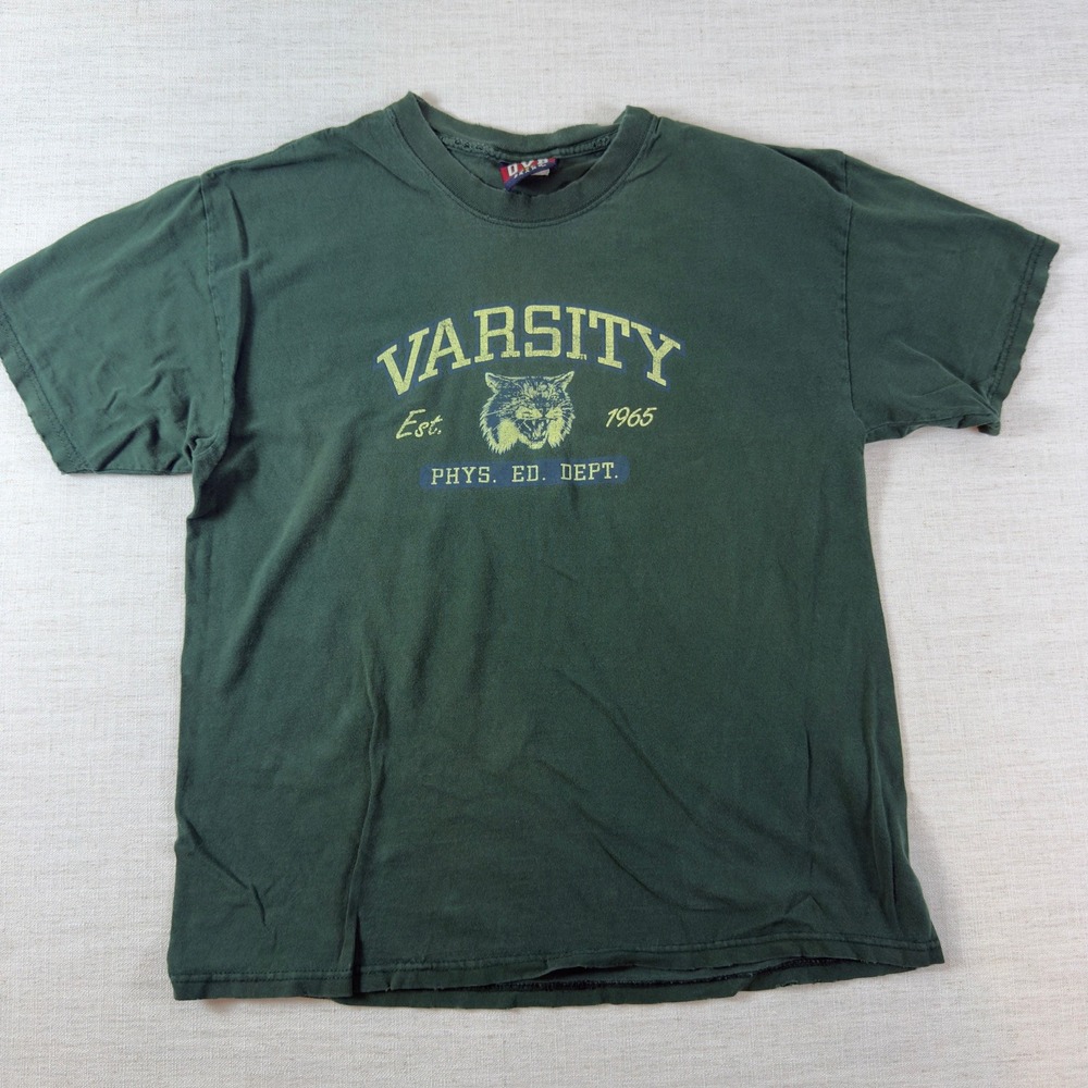 Old Varsity Brand OVB Mens Green Varsity Phys Ed Dept Graphic T-Shirt L